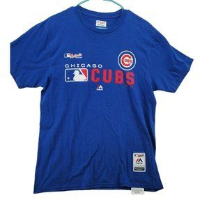 Chicago Cubs Shirt Men's Short Sleeve Crew Neck MLB Blue Size Medium